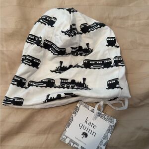 Kate Quinn White and Black Train Print Beanie